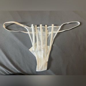 NWT La Perla Graphique Striped Sheer Thong w/ Boning in White Size US Large